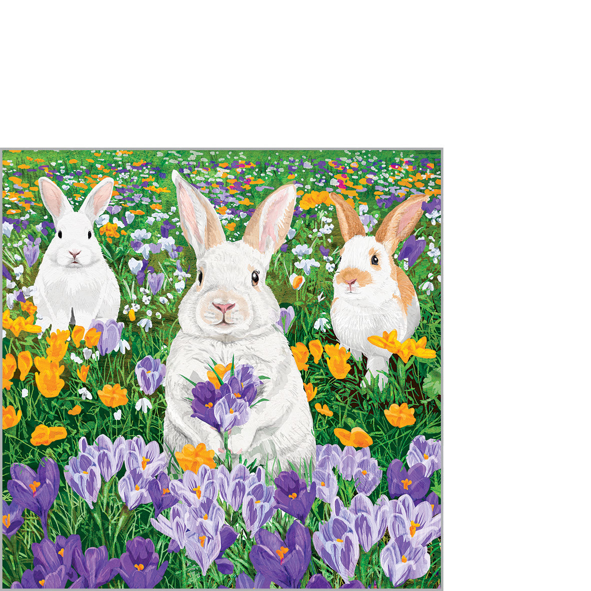 Bunnies in Crocus Napkin 25x25
