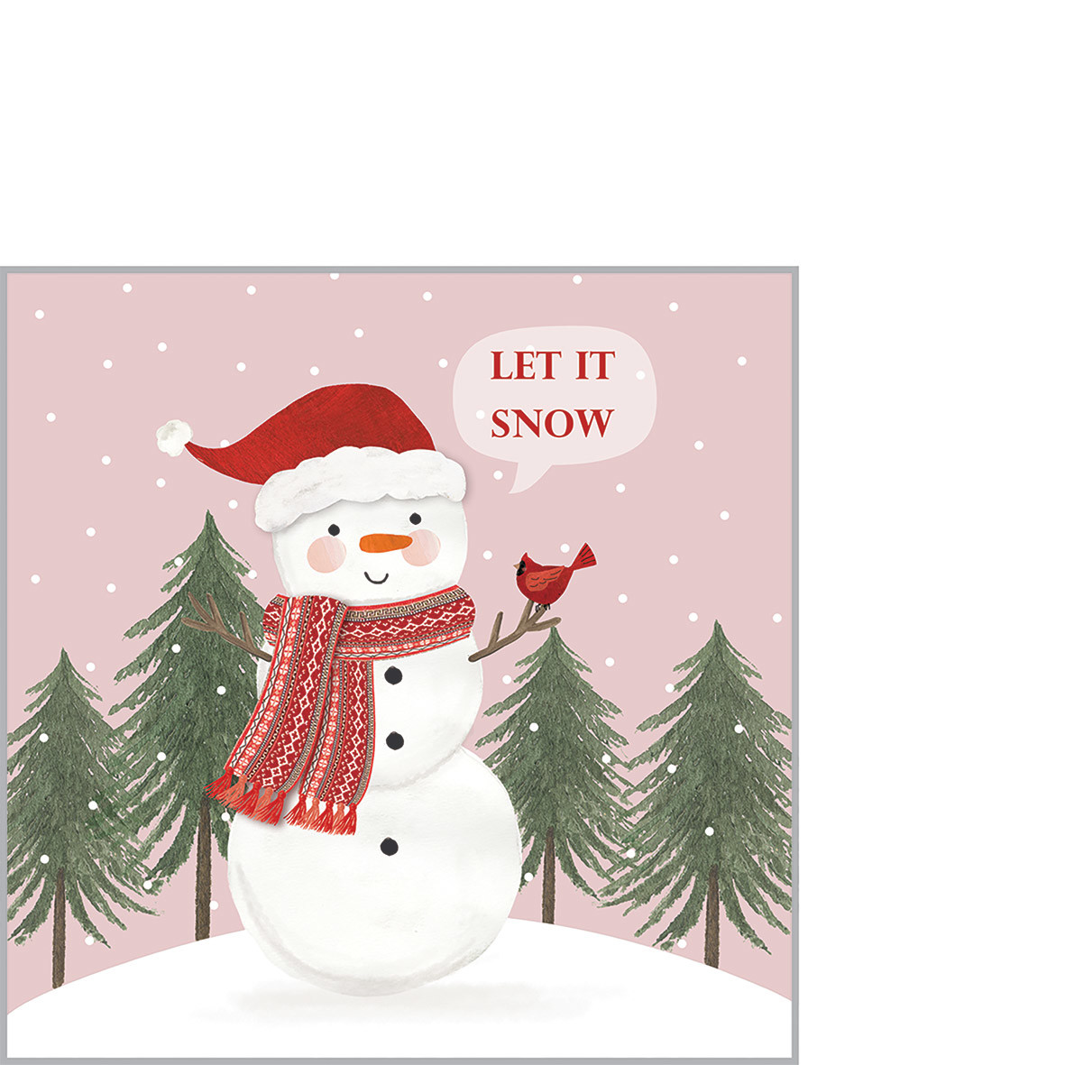 Snowman in Rosé Napkin 25x25