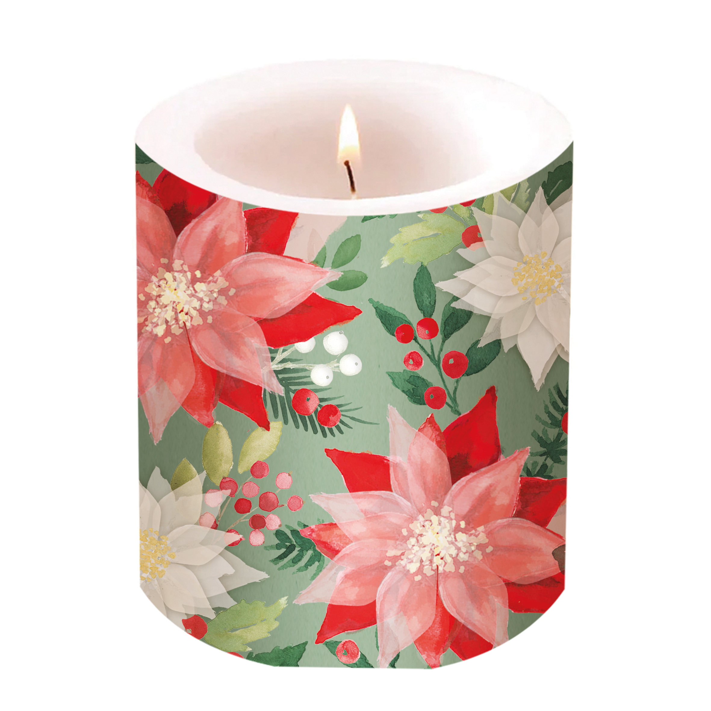Merry Poinsettia Candle large