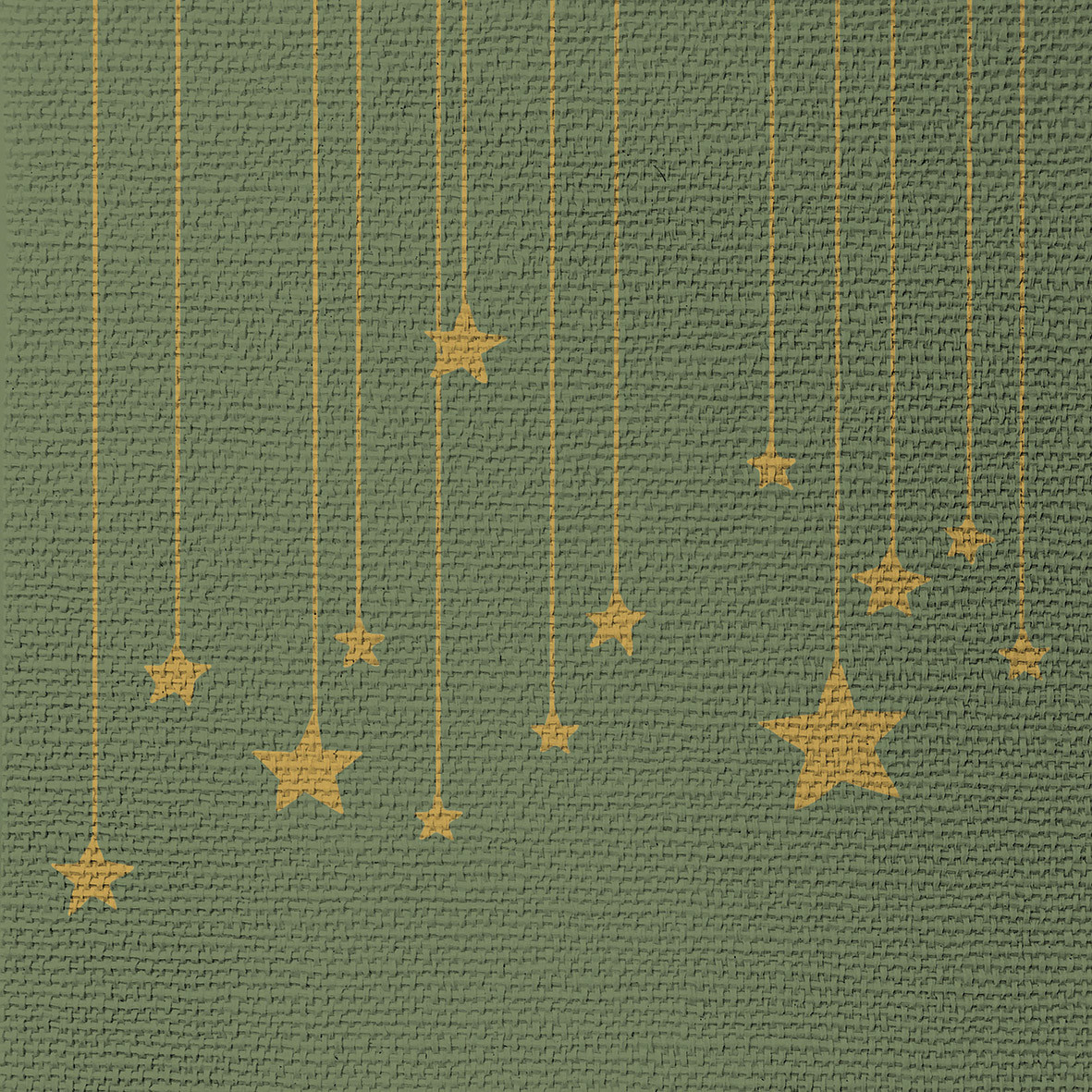 Stars on Canvas green Napkin 33x33 emb