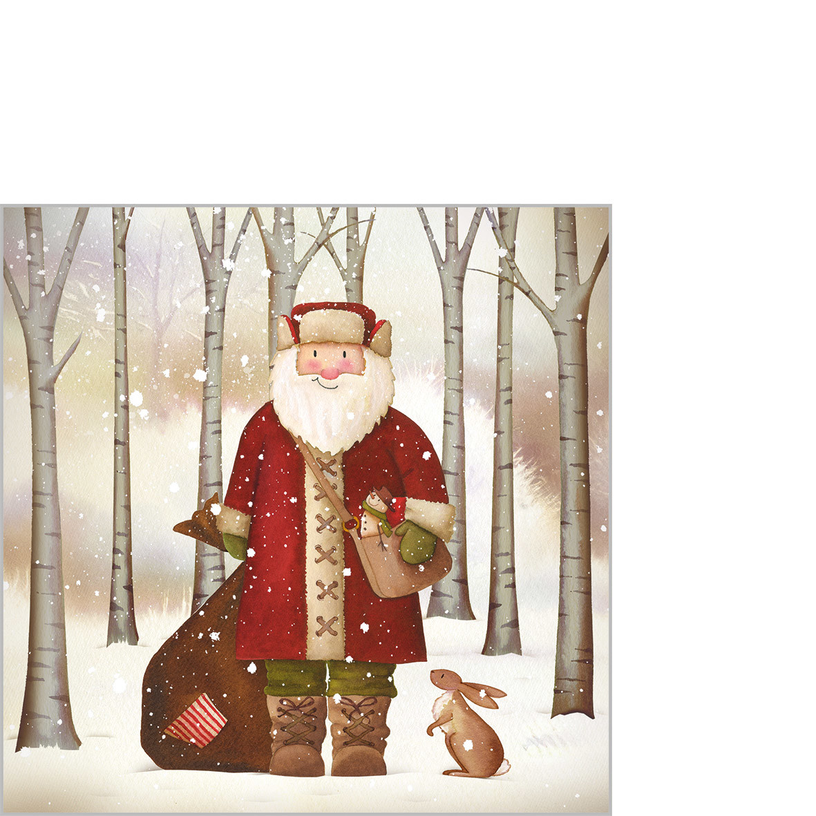 Santa and Rabbit Napkin 25x25