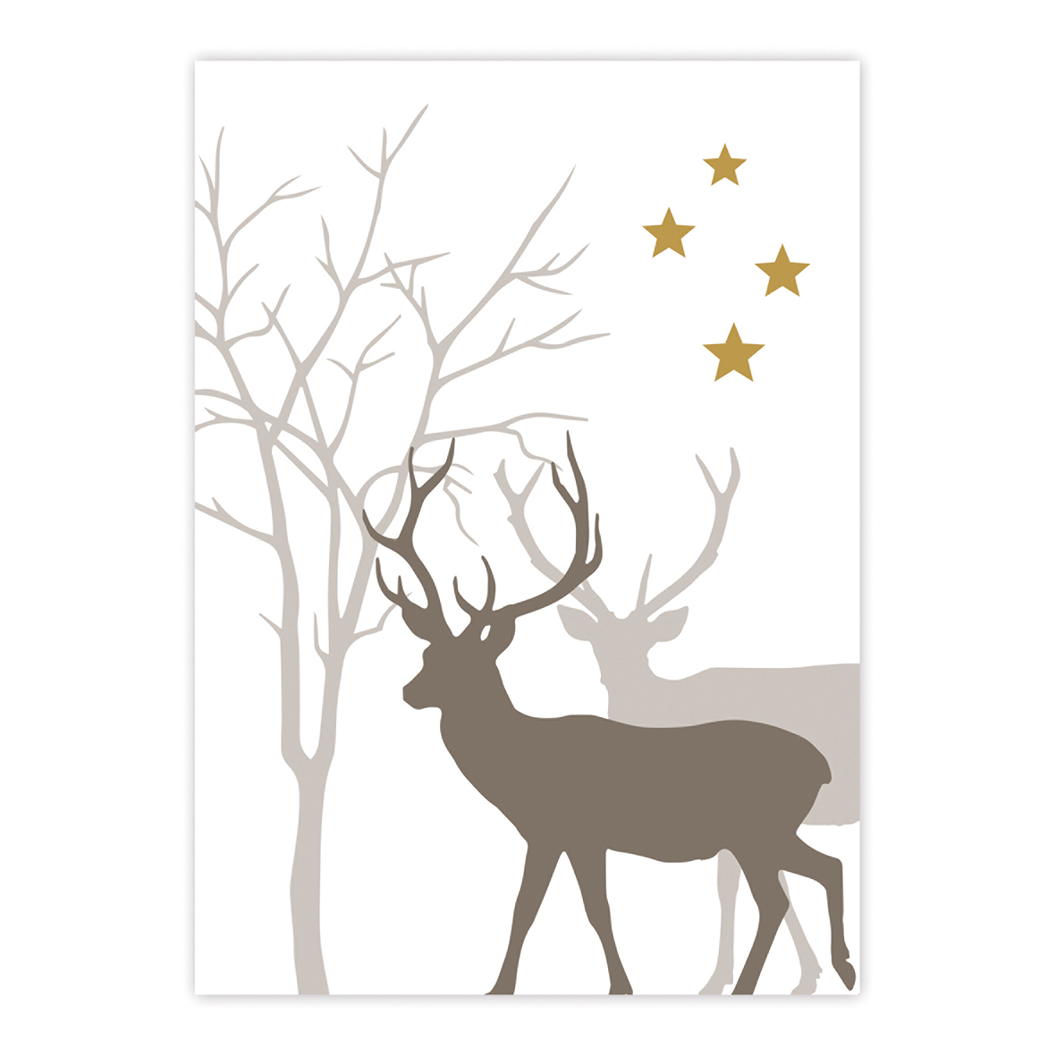 Winter Deers white Postcard