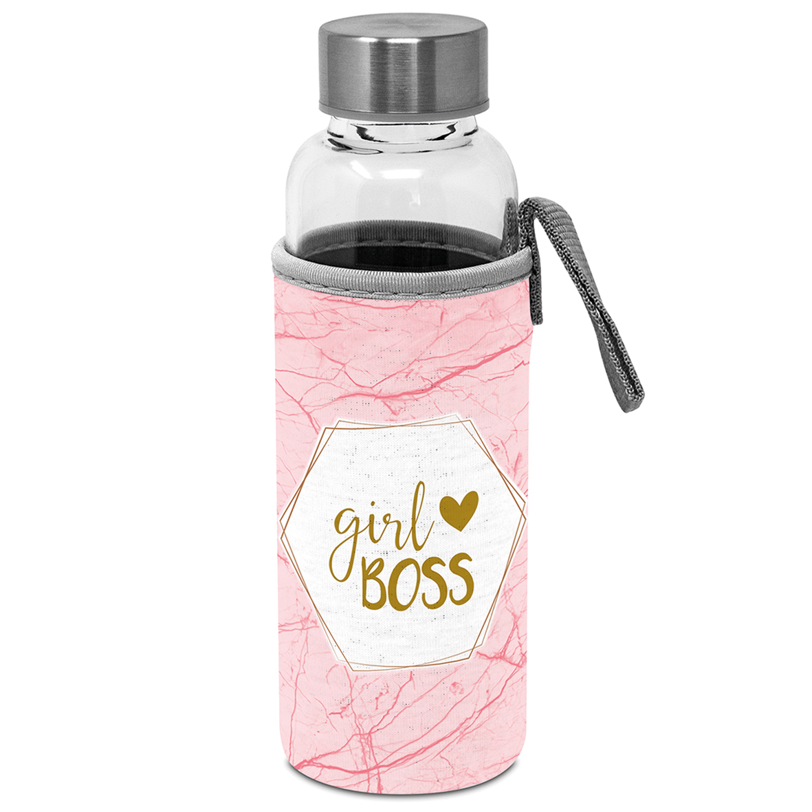Glass Bottle with protection sleeve Girlboss