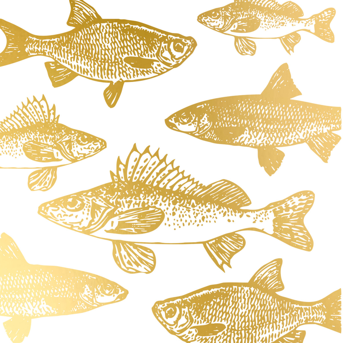 Graphic Fishes gold Napkin 33x33