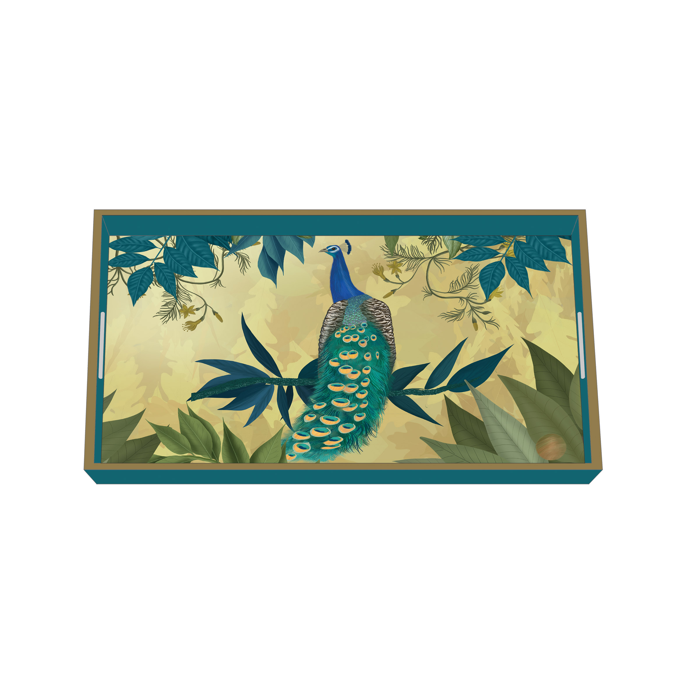Gilded Peacock Serving Tray