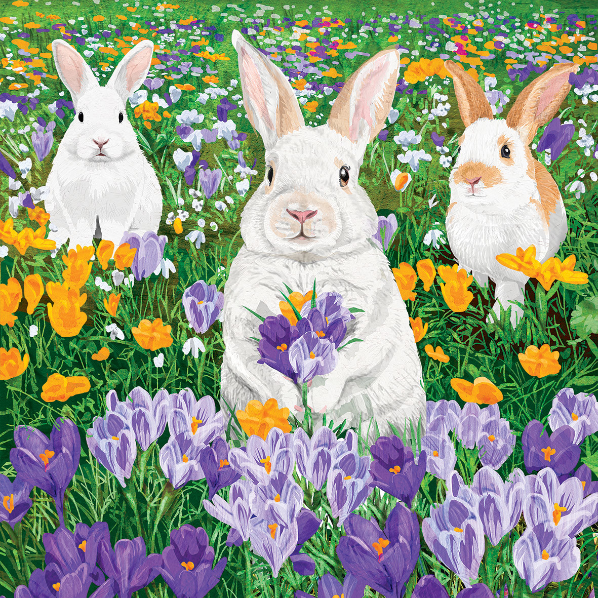 Bunnies in Crocus Napkin 33x33