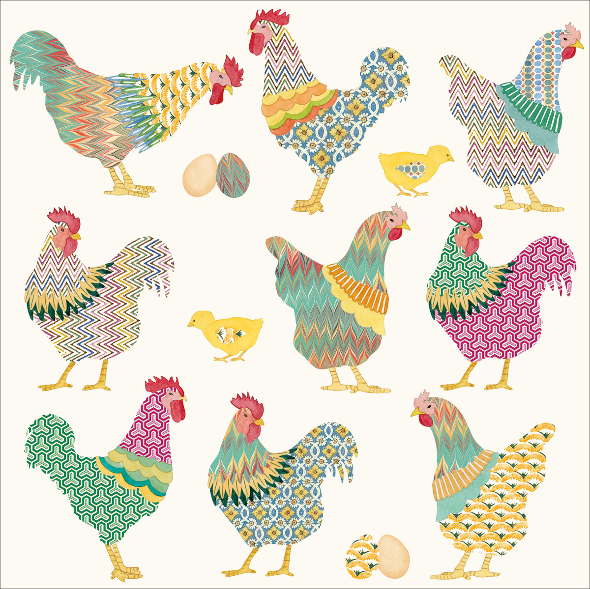 Galli e galline Napkin 33x33 Galli e galline Napkin 33x33