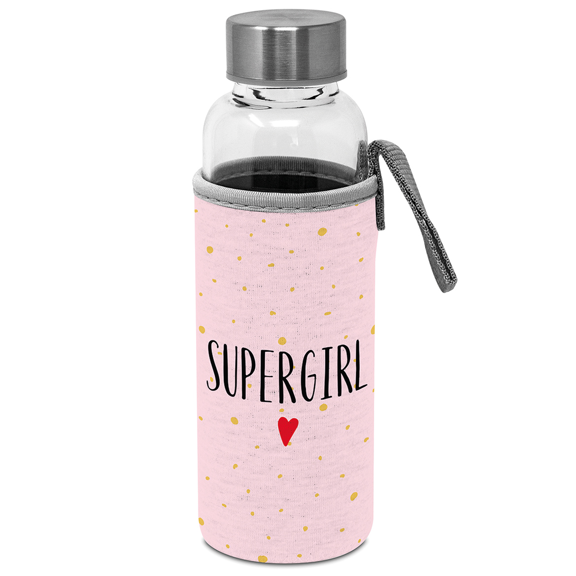 Glass Bottle with protection sleeve Supergirl