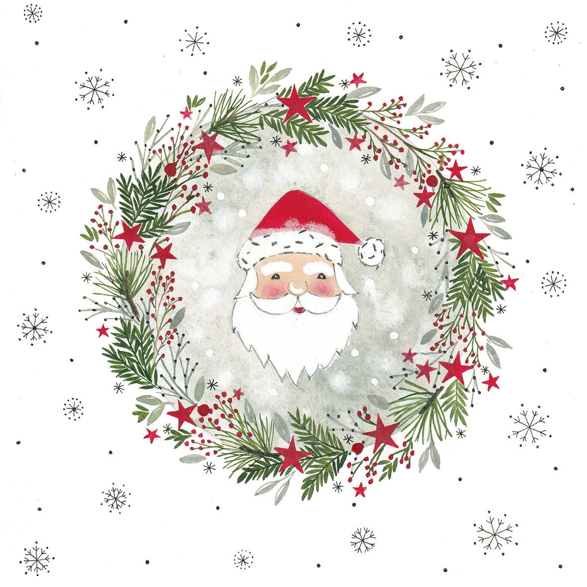 Wreath & Santa Napkin 33x33