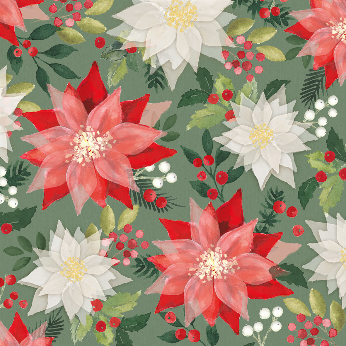 Merry Poinsettia Napkin 33x33