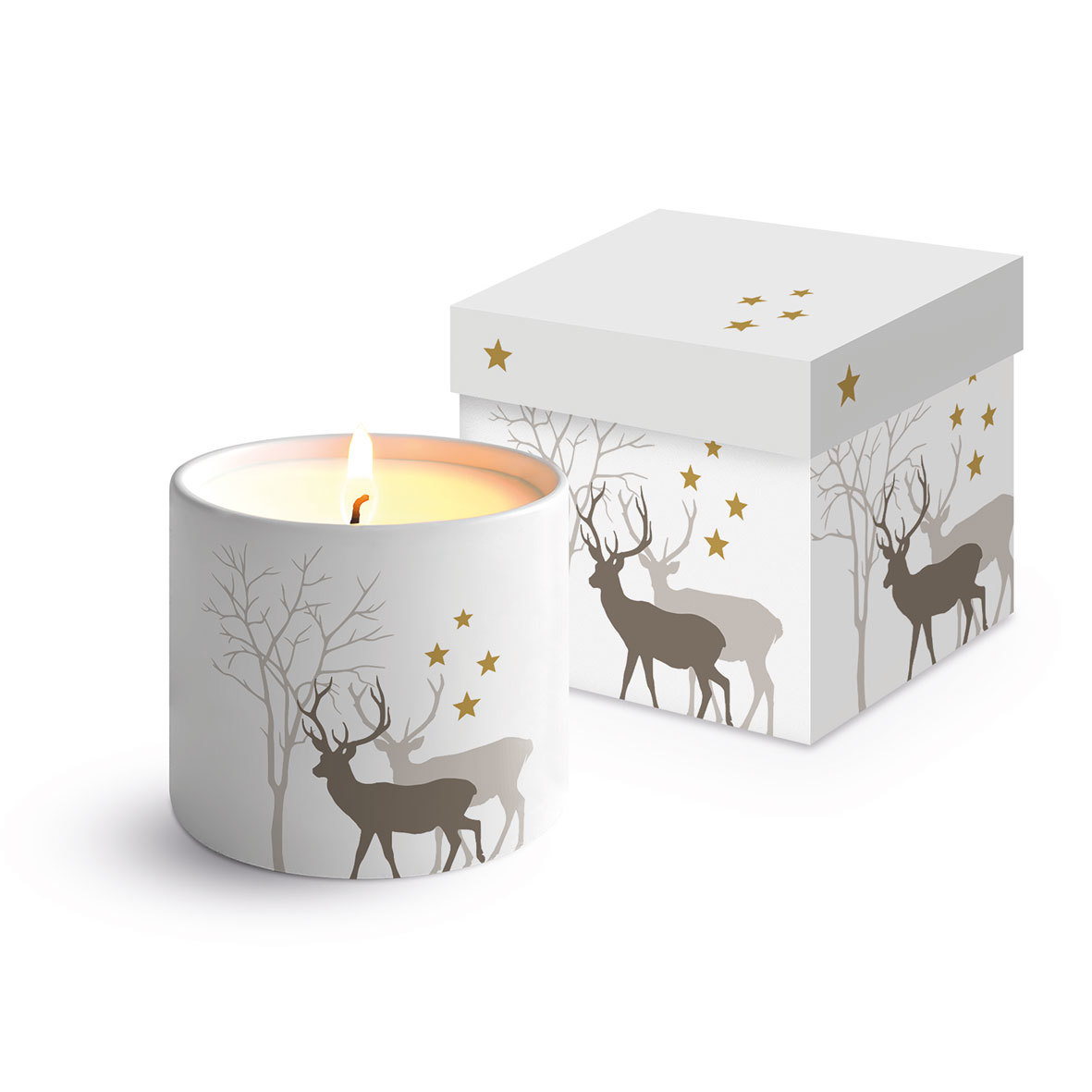 Winter Deers white Bone China Candle GB Winter Deers white Bone China Candle GB