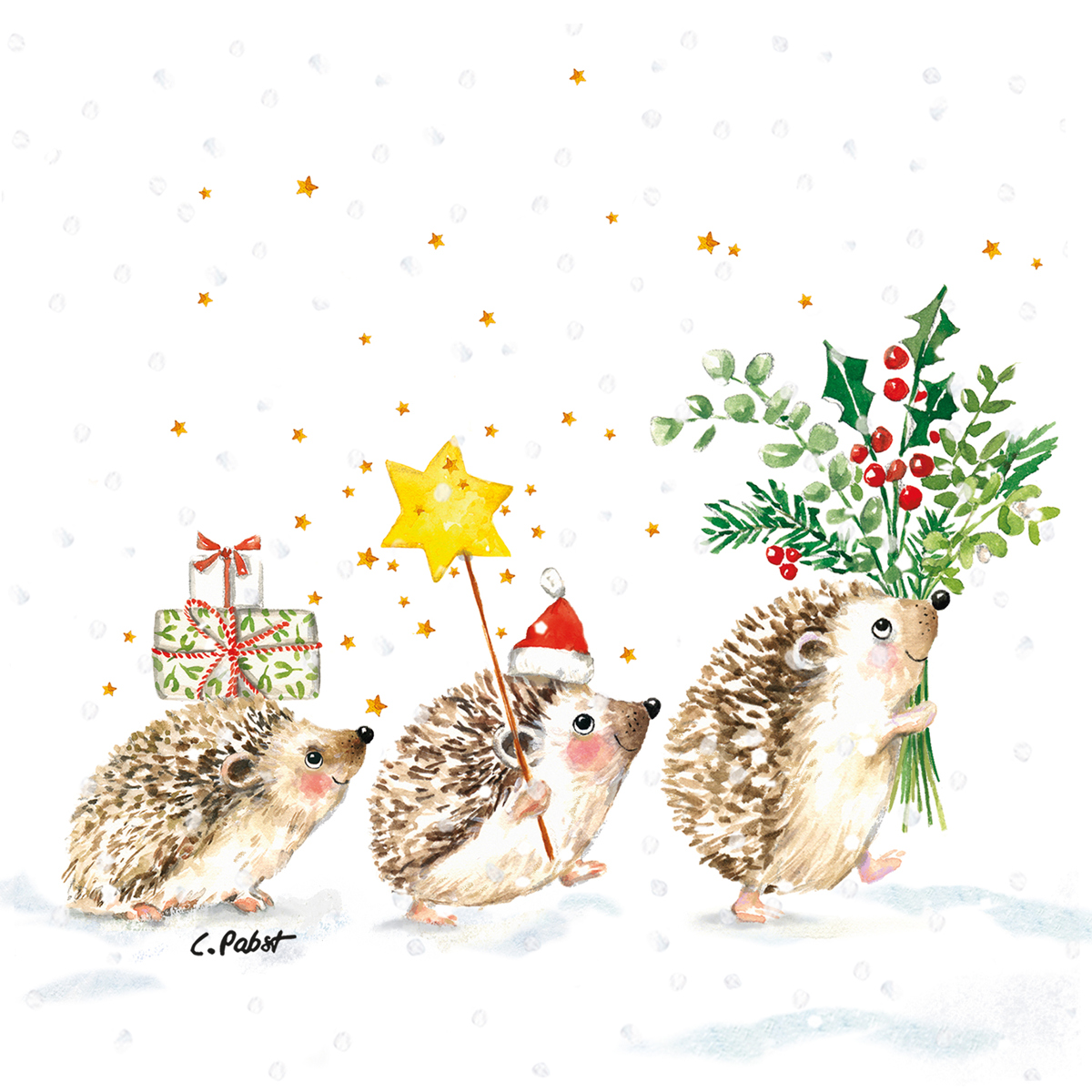 Christmas Hedgehogs Napkin 33x33