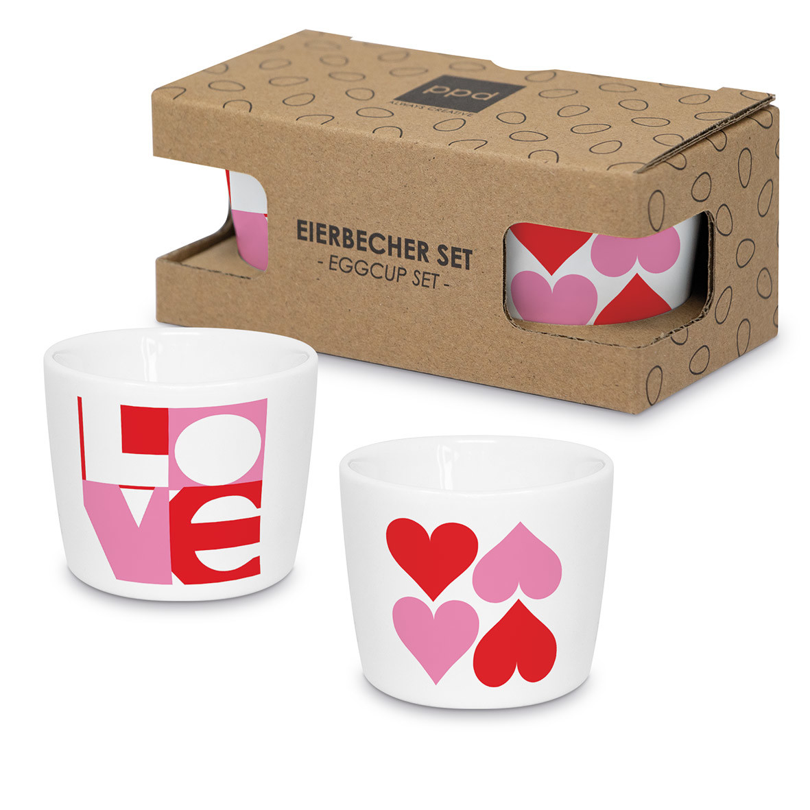Love & Hearts Graphic Egg Cup Set CB Love & Hearts Graphic Egg Cup Set CB