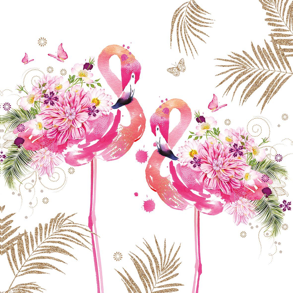 Floral Flamingos 33x33 cm
