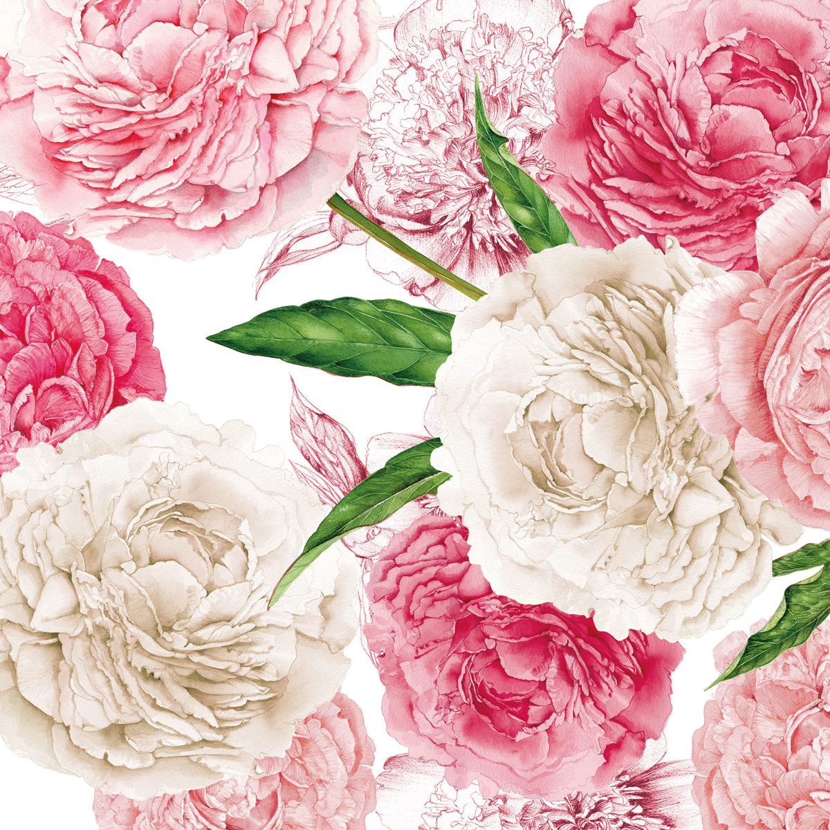Peonies Napkin 33x33 Peonies Napkin 33x33