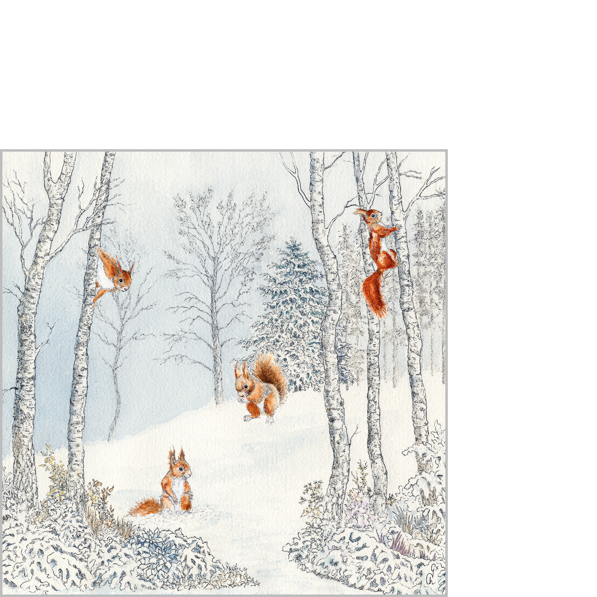 Ecureuil hiver Napkin 25x25