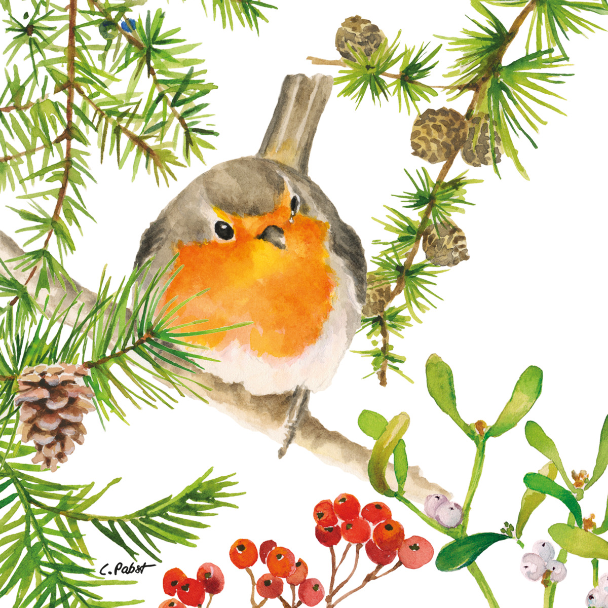 Robin in Tree Napkin 33x33