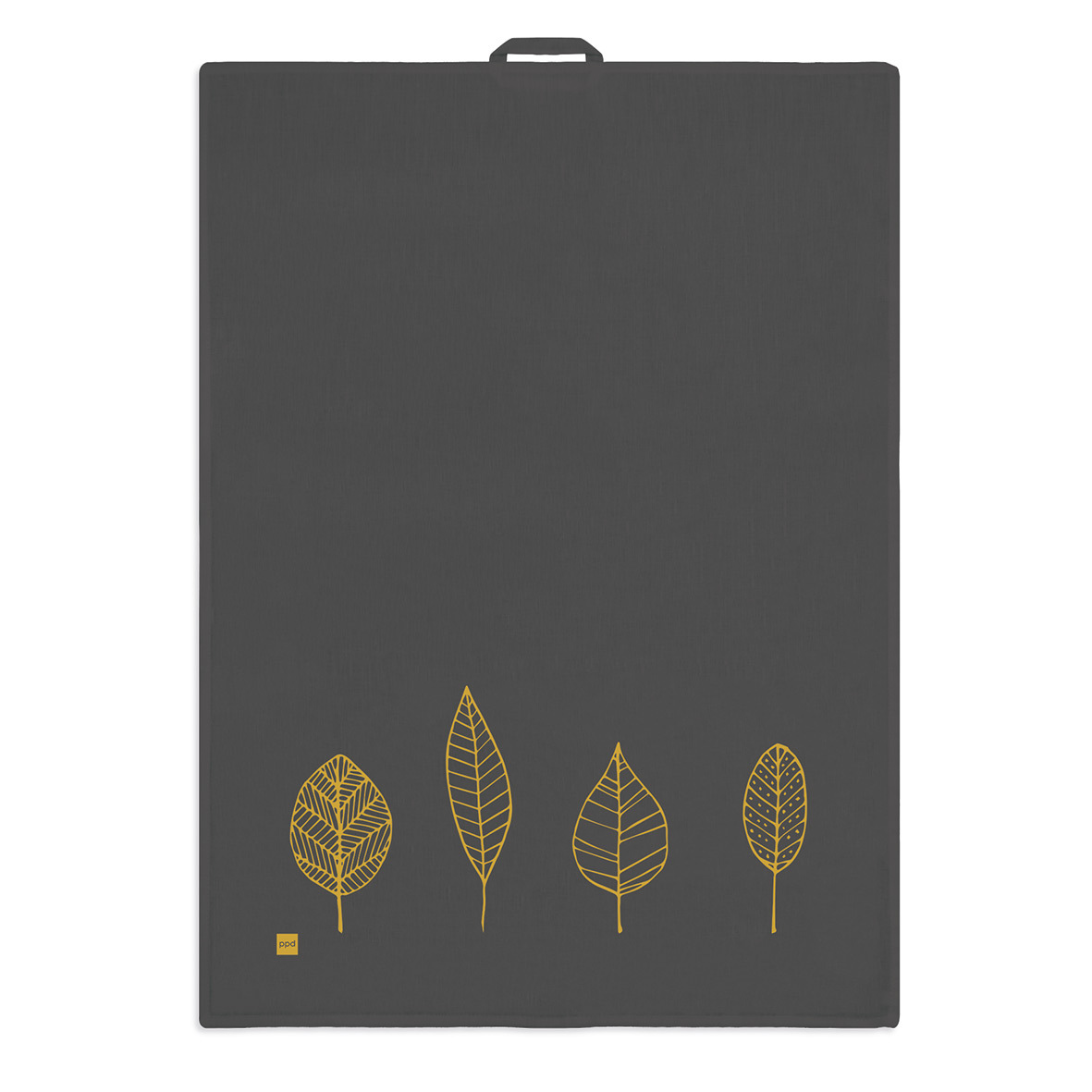 Pure Gold Leaves anthracite kitchen towel