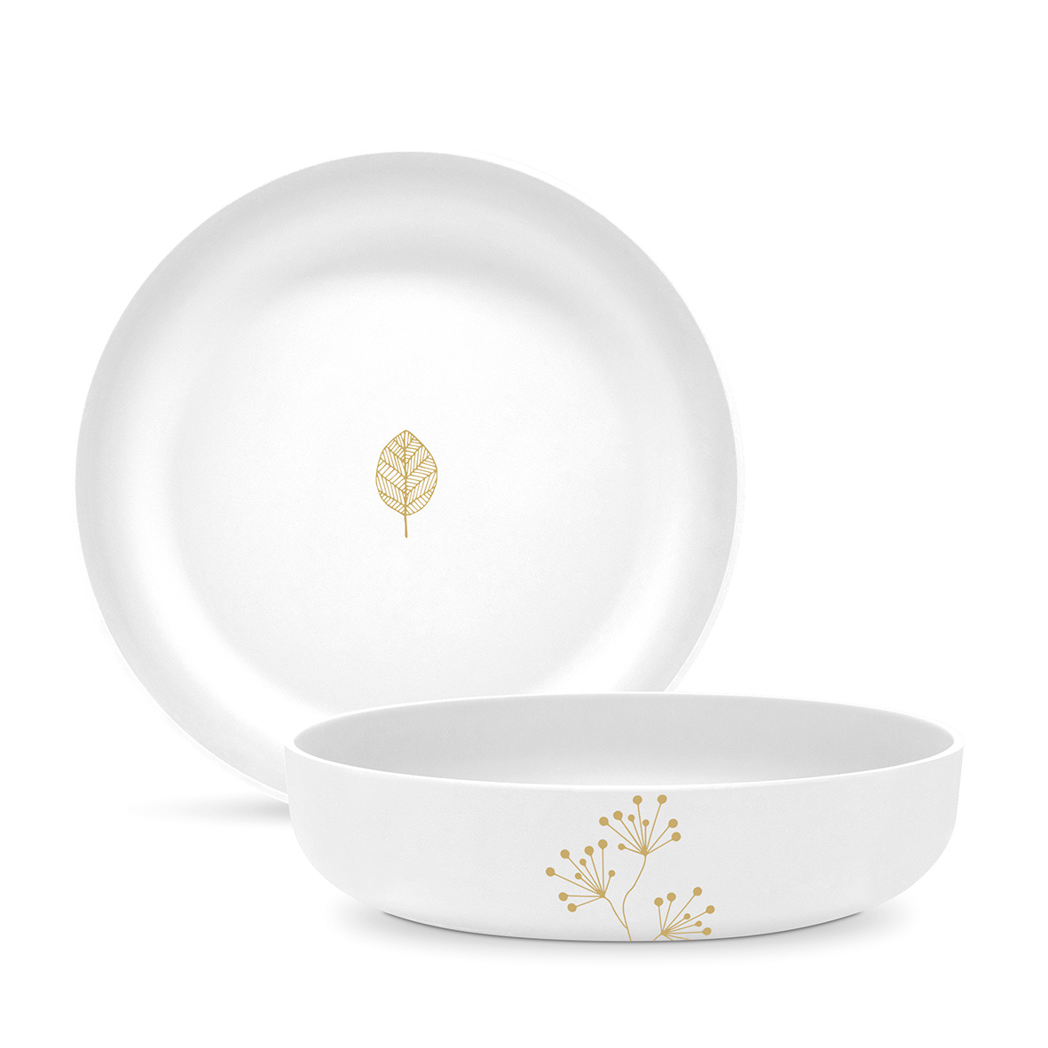 Pure Gold Leaves Matte Bowl 30