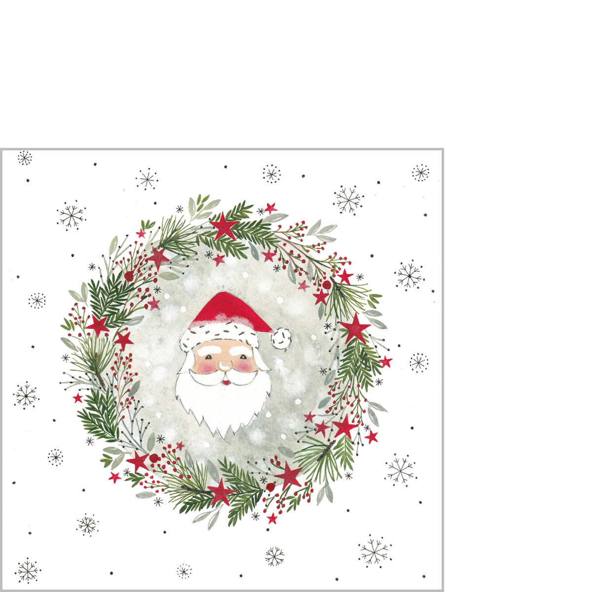 Wreath & Santa Napkin 25x25
