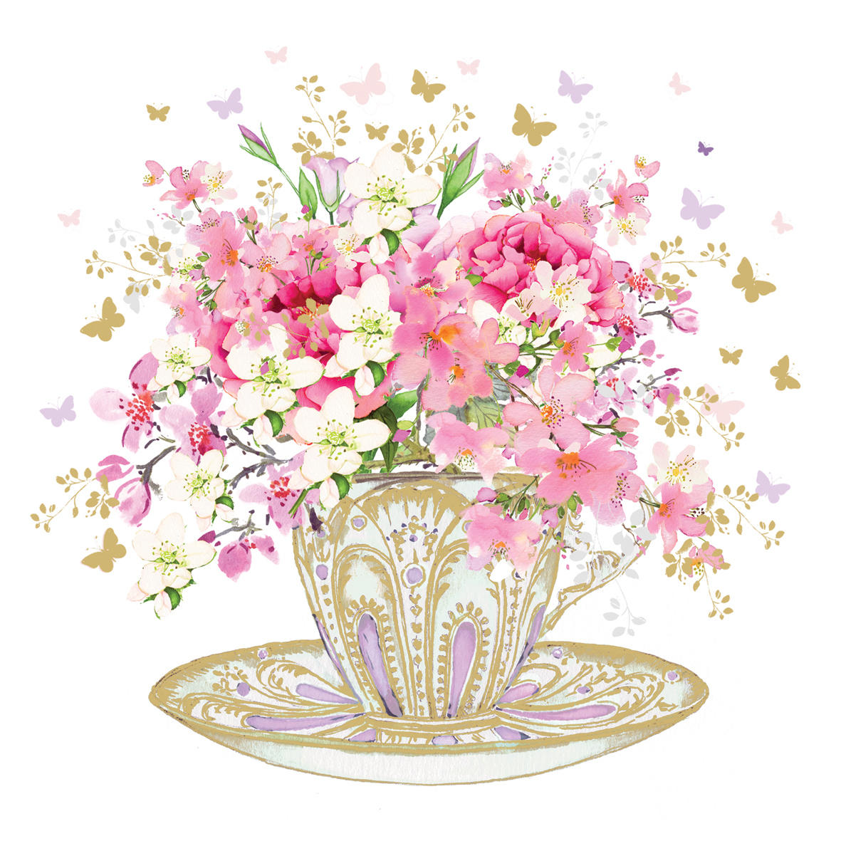 Tea Cup Blossoms 33x33 cm