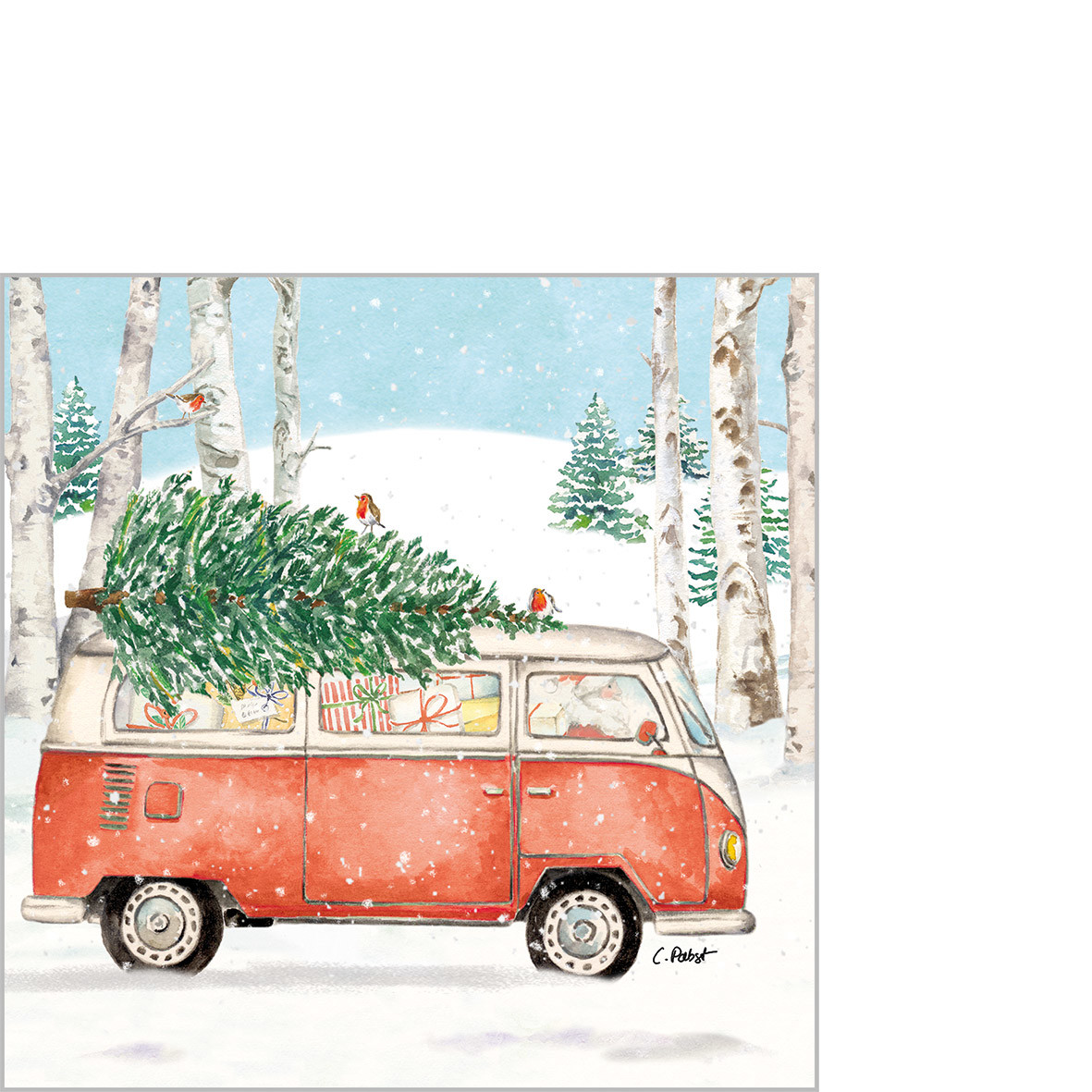 Christmas Bus Napkin 25x25