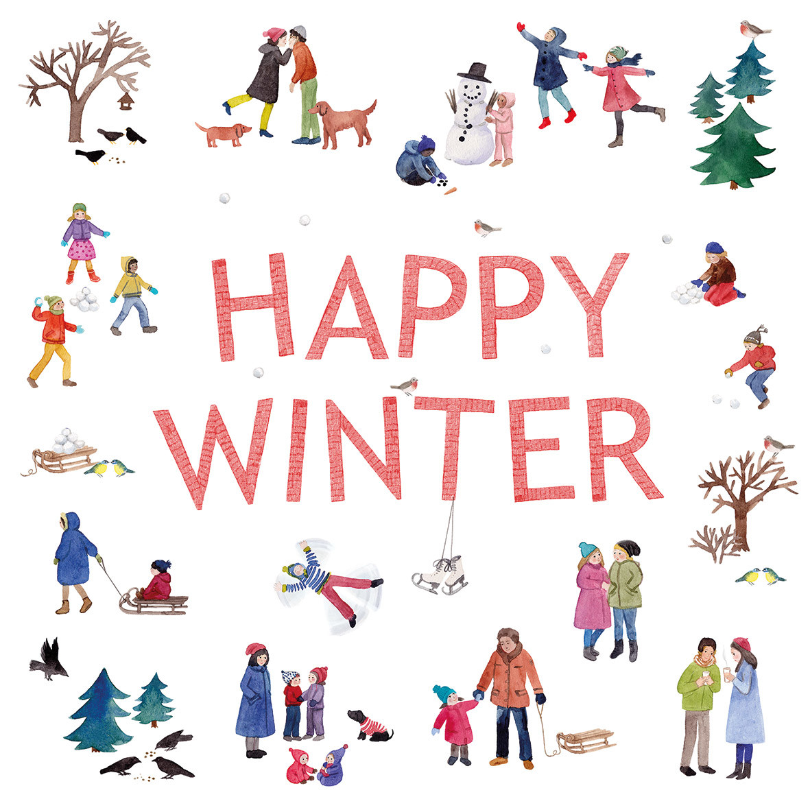 Happy Winter Napkin 33x33 Happy Winter Napkin 33x33