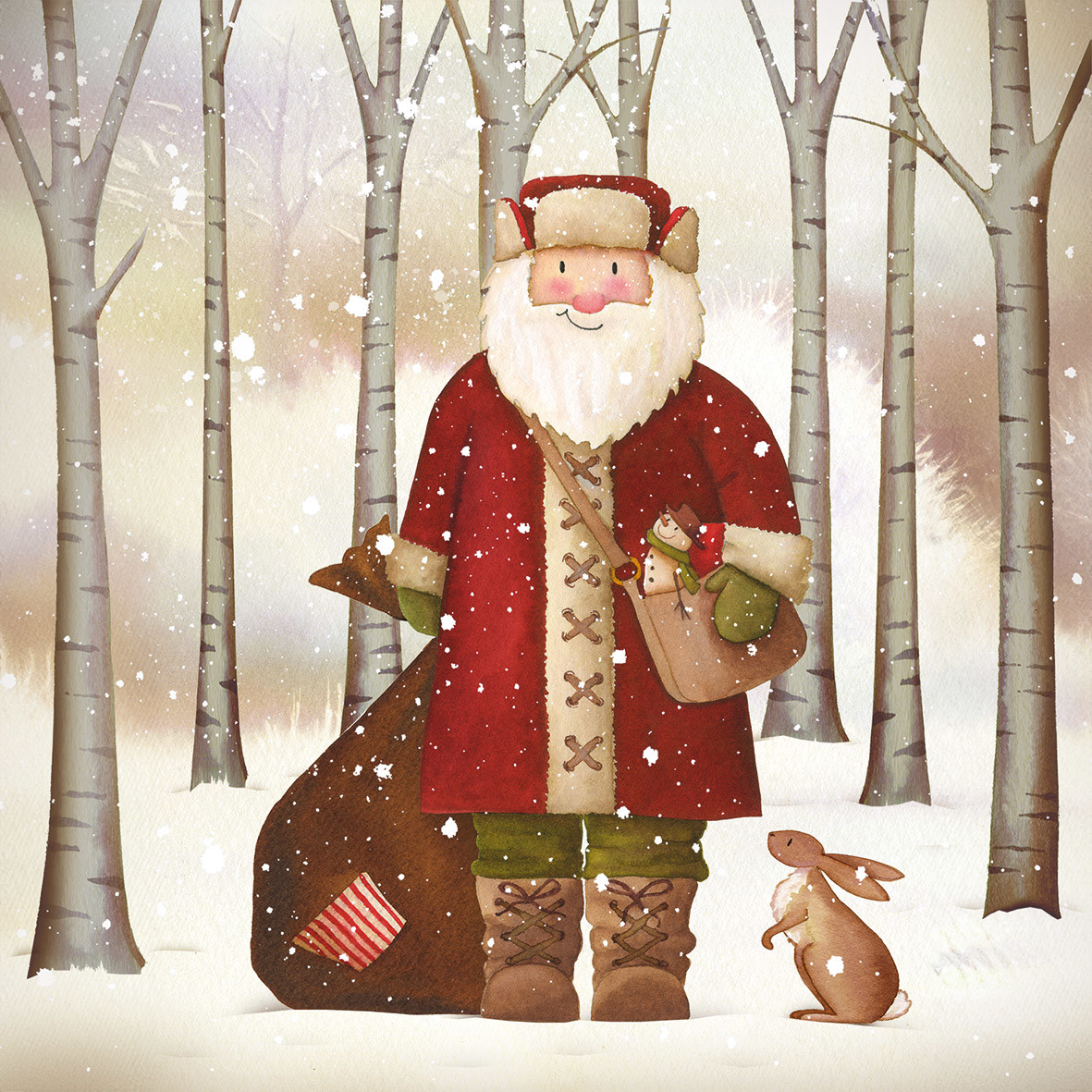 Santa and Rabbit Napkin 33x33