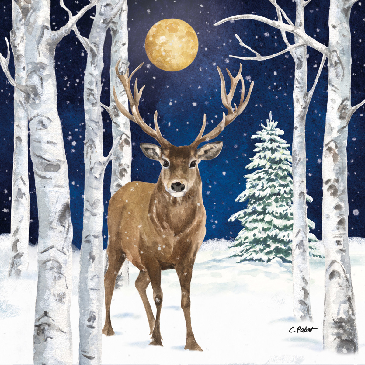 Winter Stag Napkin 33x33 Winter Stag Napkin 33x33
