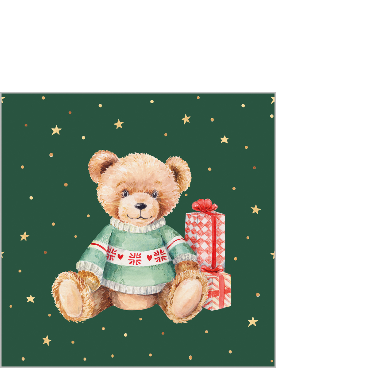 Teddy on green Napkin 25x25