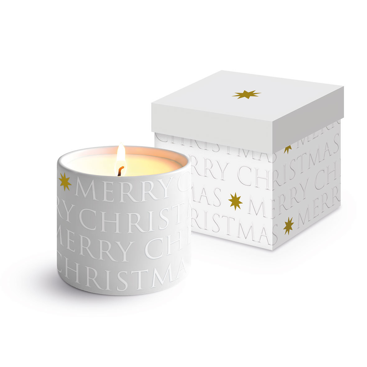 Christmas embossed pearl Bone China Candle GB