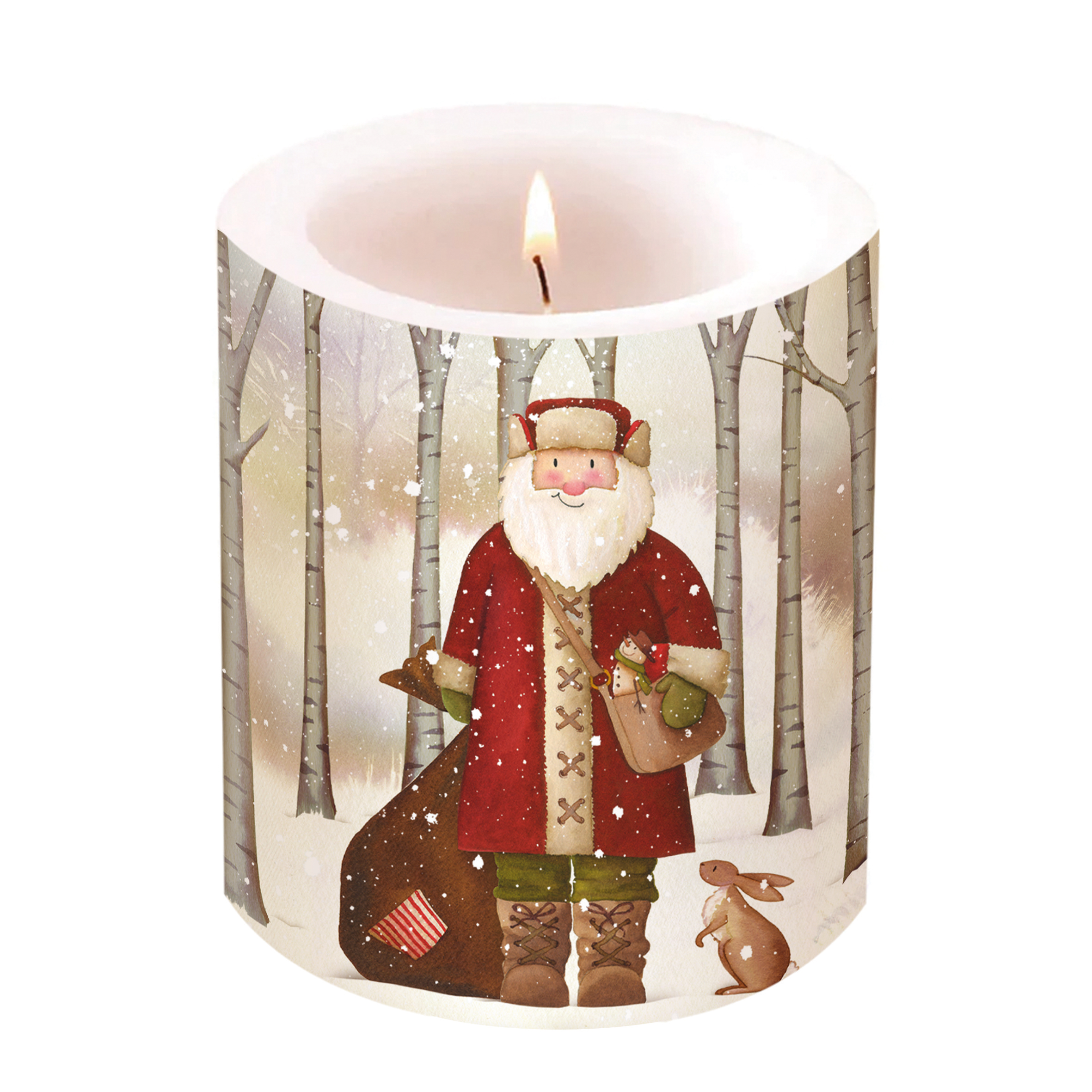 Santa and Rabbit Candle large