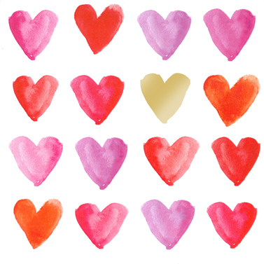 Aquarell Hearts gold 33x33 cm Aquarell Hearts gold 33x33 cm