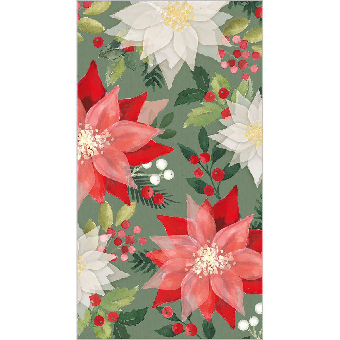 Merry Poinsettia GuestTowels 33x40