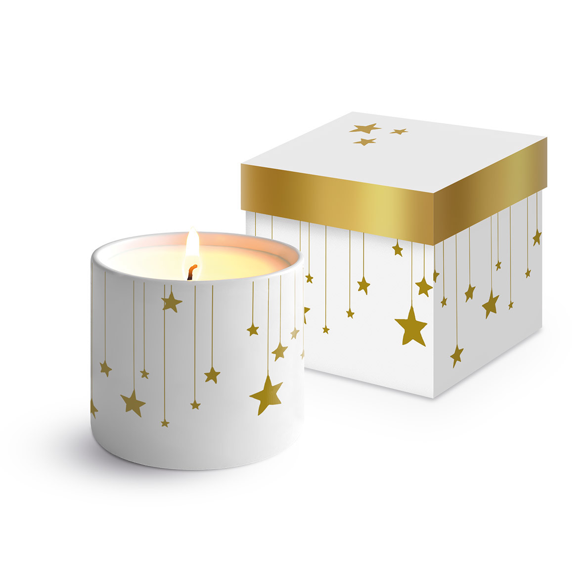 Stars on Canvas white Bone China Candle GB