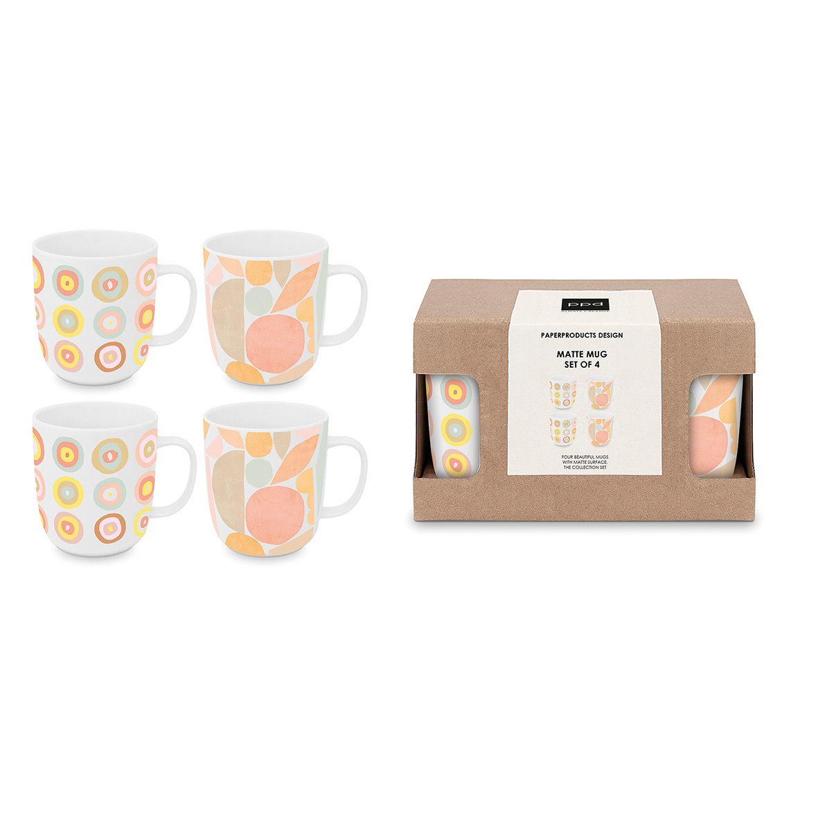 Bubbles & Collage Matte Mug Set 4 Bubbles & Collage Matte Mug Set 4