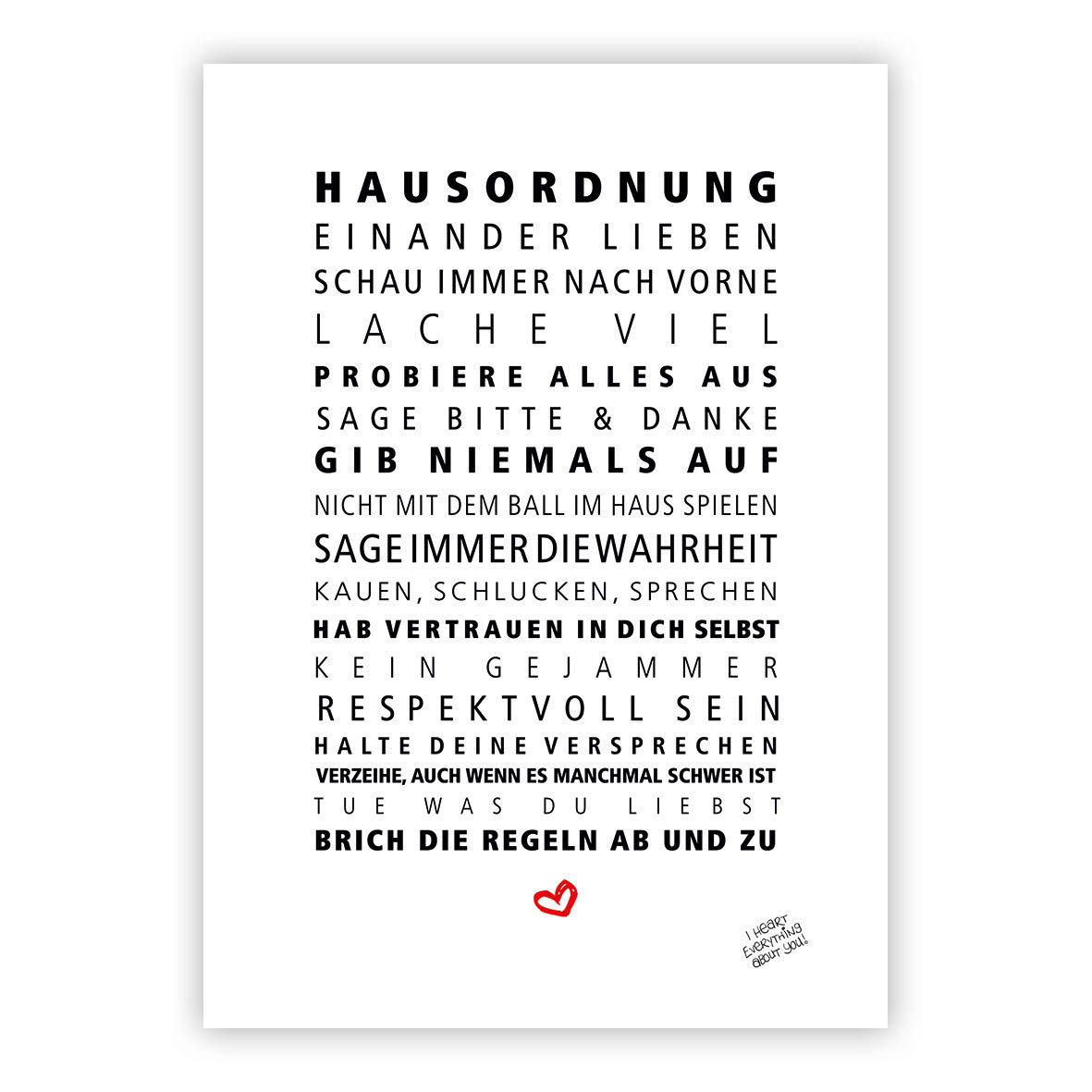Hausordnung Postcard Hausordnung Postcard