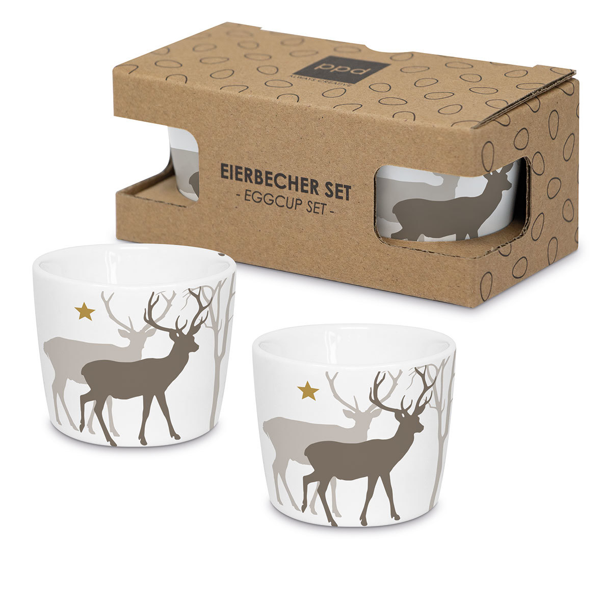 Winter Deers white Egg Cup Set CB Winter Deers white Egg Cup Set CB