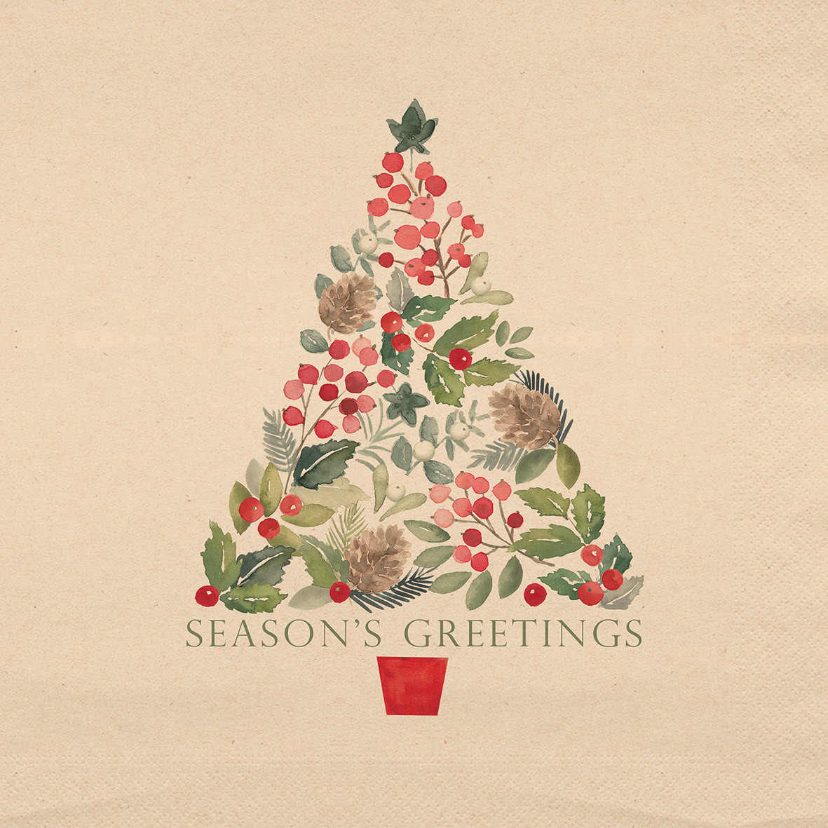 Merry Greetings white Napkin 33x33 eco