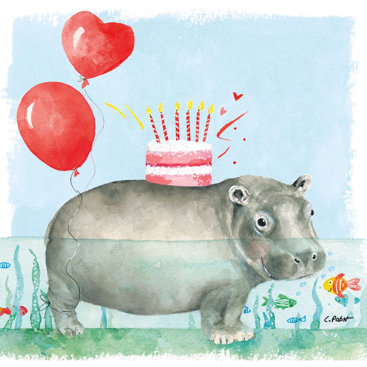 Happy Hippo Napkin 33x33