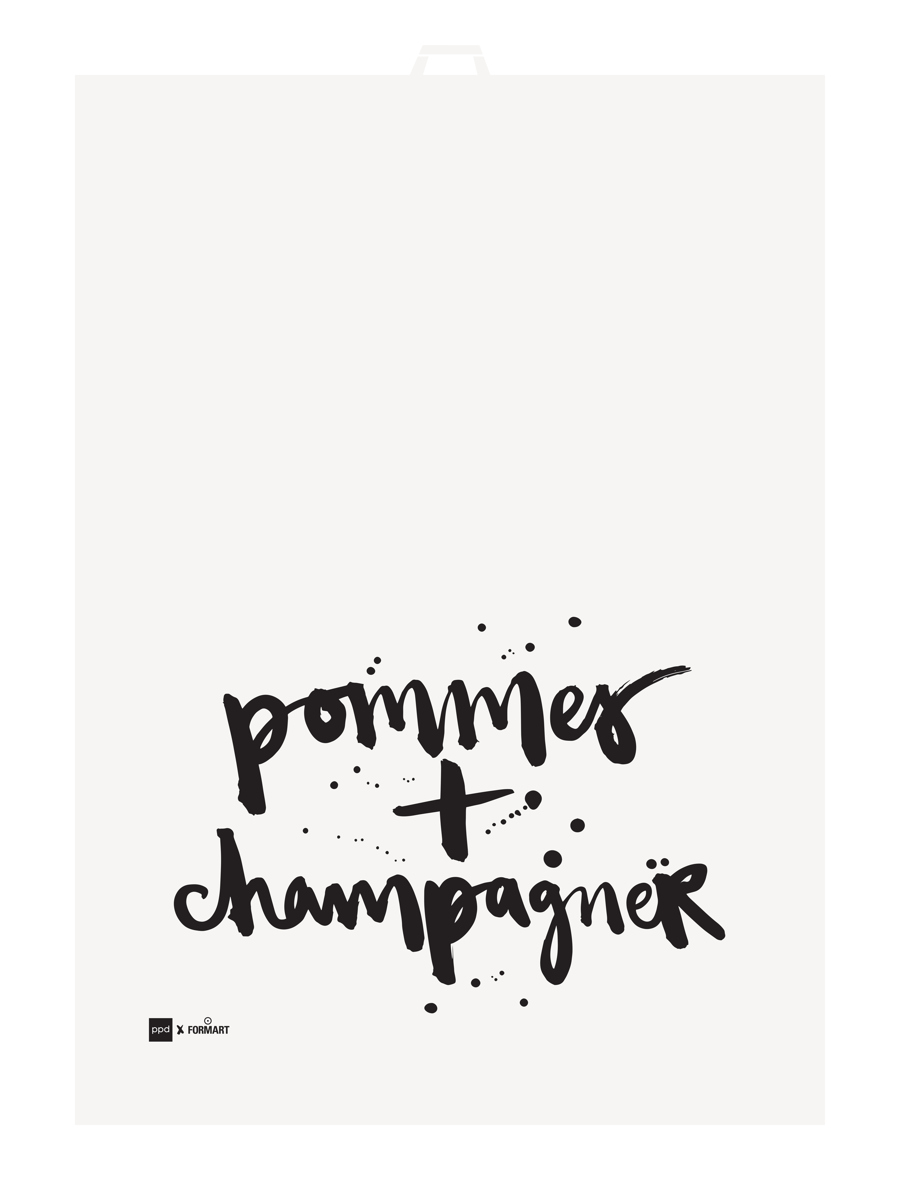Pommes + Champagner kitchen towel