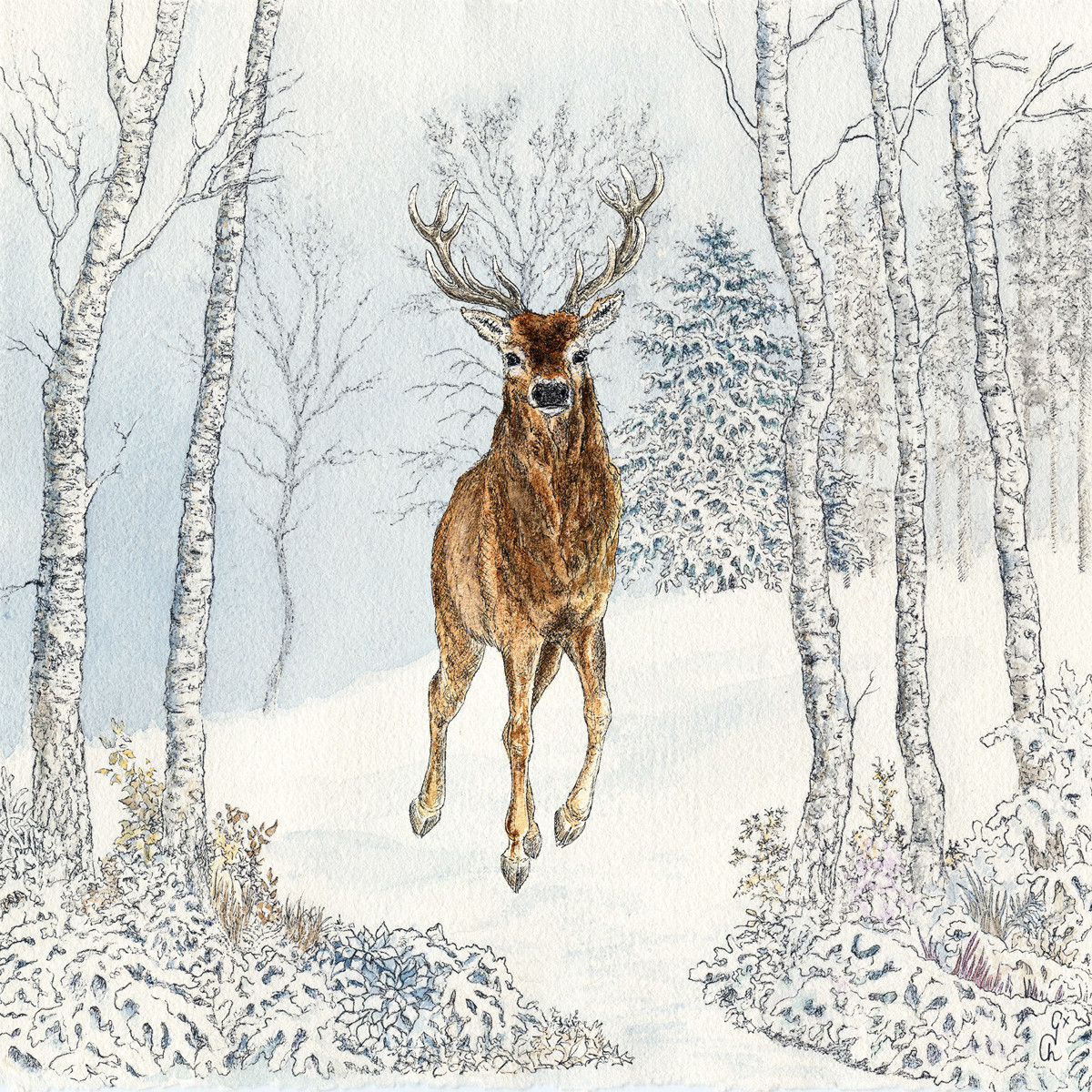 Cerf Hiver Napkin 33x33