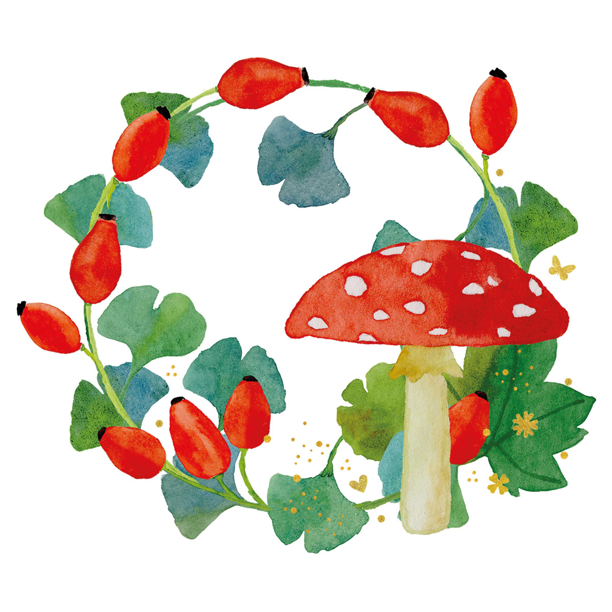 Wreath & Mushroom Napkin 33x33