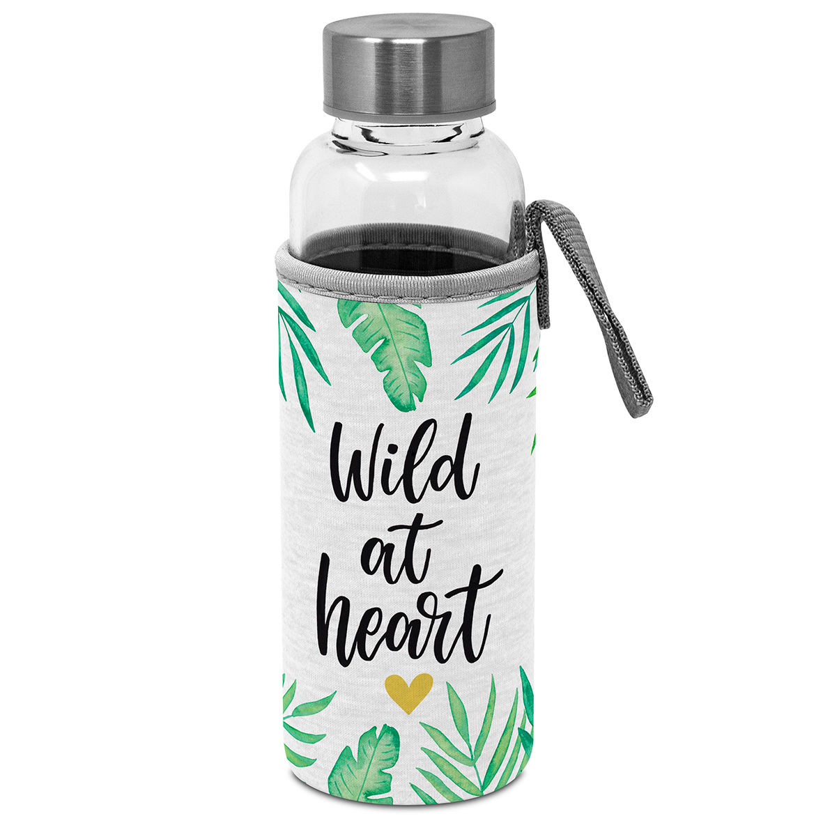 Glass Bottle with protection sleeve Wild at heart