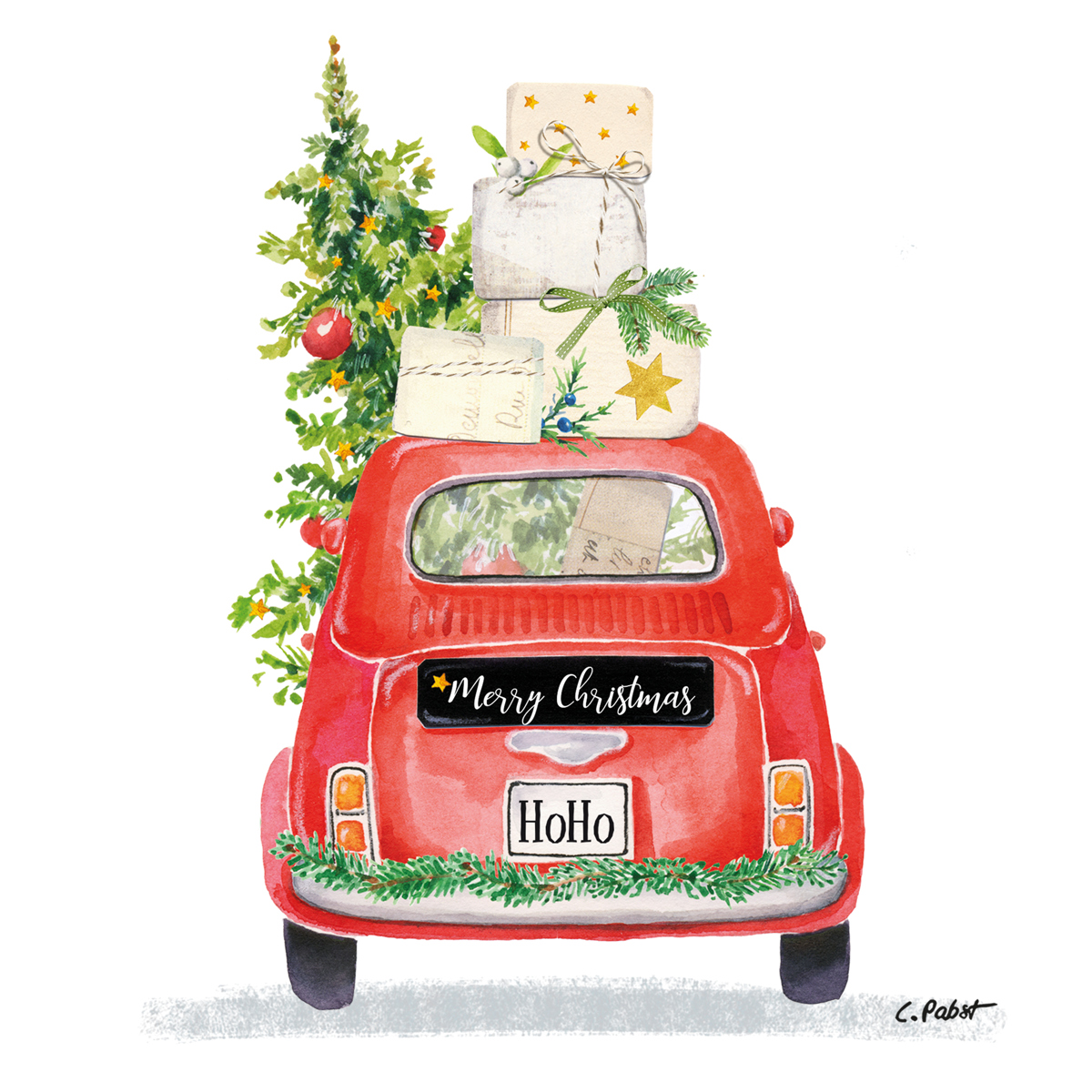 Christmas Taxi Napkin 25x25 Christmas Taxi Napkin 25x25