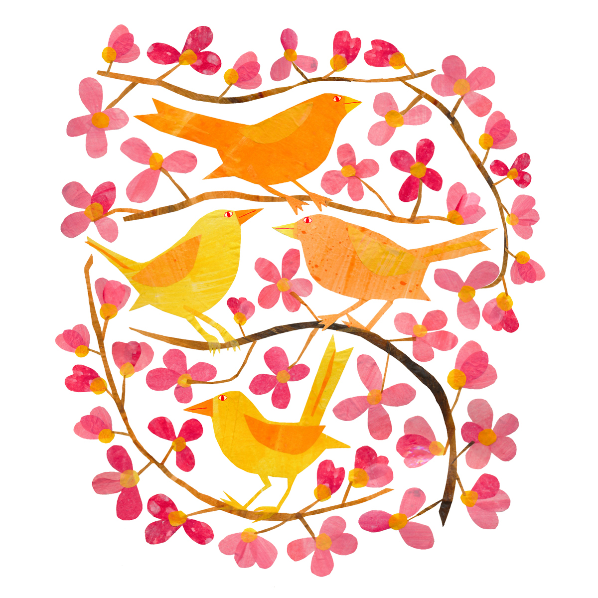 Cherry Blossoms and Birds Napkin 33x33
