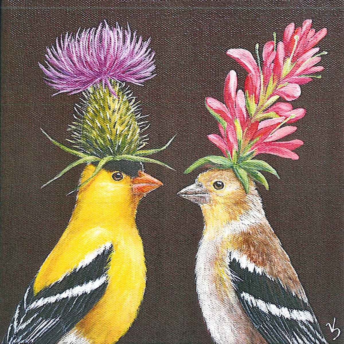 Goldfinch Couple 25x25 cm