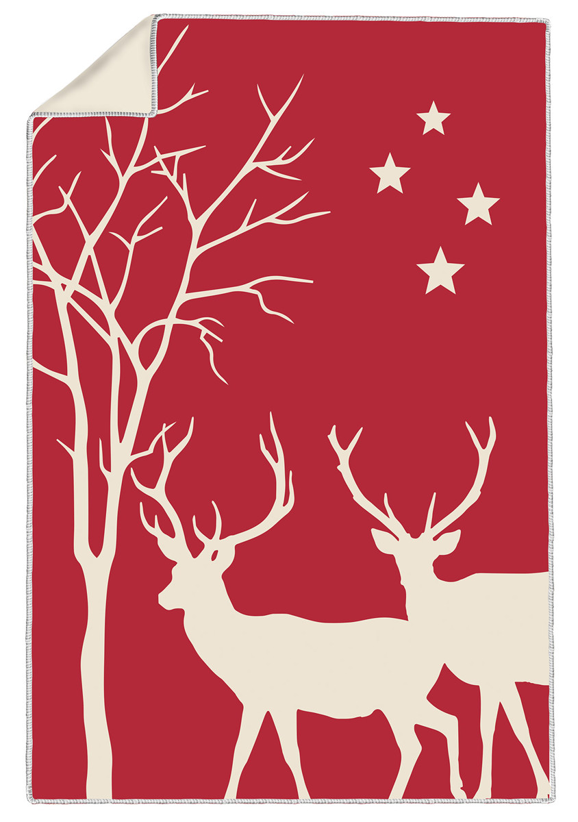 Winter Deers red Blanket Winter Deers red Blanket