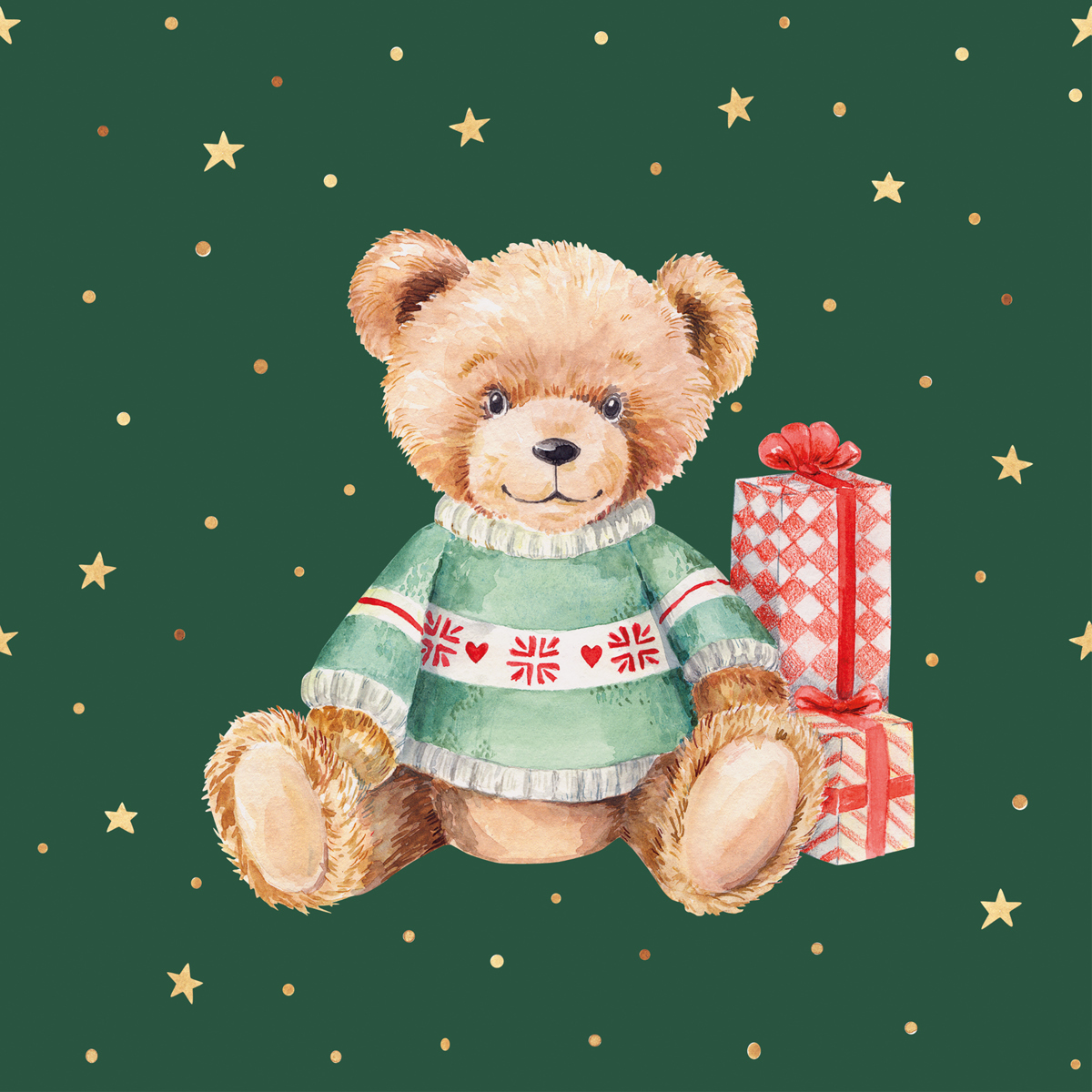 Teddy on green Napkin 33x33