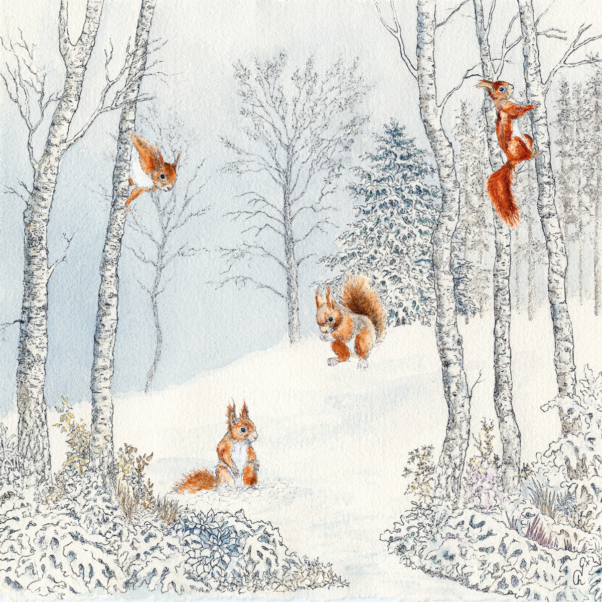 Ecureuil hiver Napkin 33x33 Ecureuil hiver Napkin 33x33